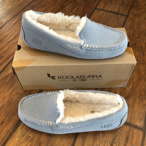 NWOT Koolaburra by Ugg Suede and Shearling Indoor/Outdoor Moccasins Light Blue - Picture 3 of 8